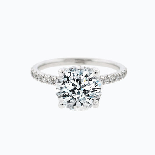 2.0 CT Round Hidden Halo CVD F/VS2 Diamond Engagement Ring