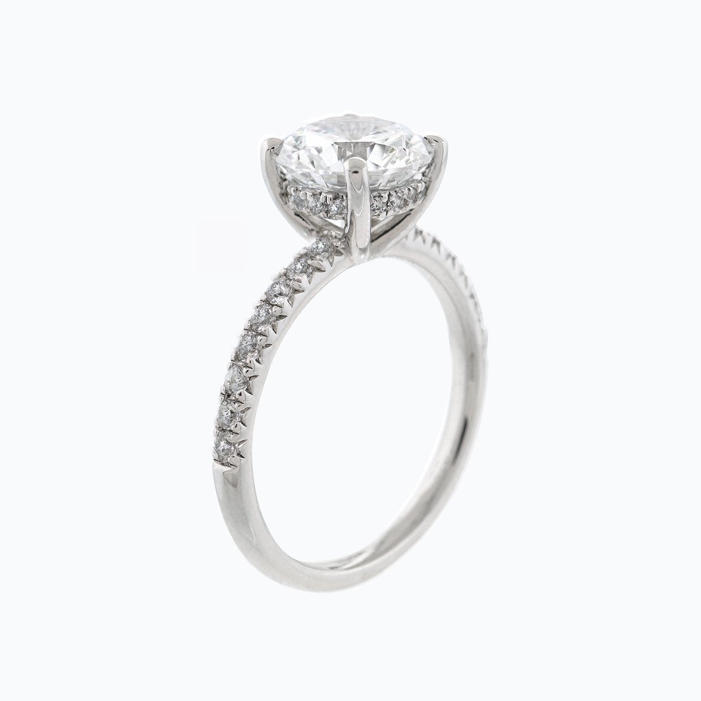 2.0 CT Round Hidden Halo CVD F/VS2 Diamond Engagement Ring