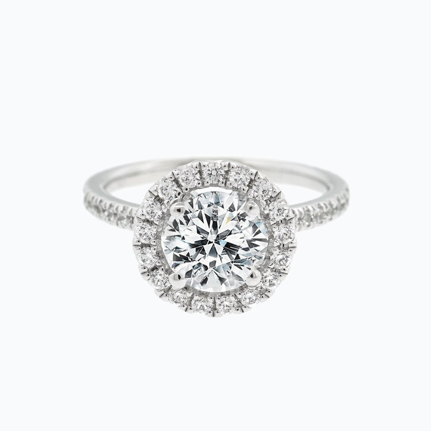 1.0 CT Round Halo CVD F/VS2 Diamond Engagement Ring