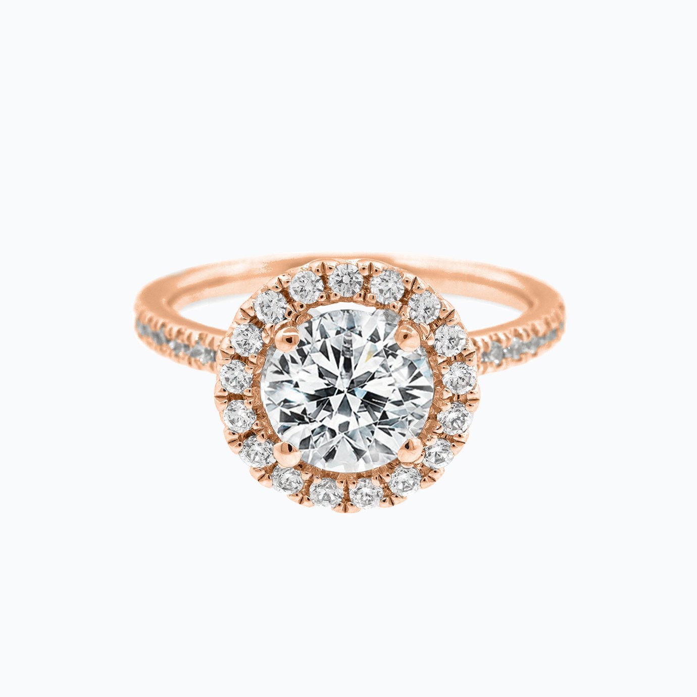 1.0 CT Round Halo CVD F/VS2 Diamond Engagement Ring