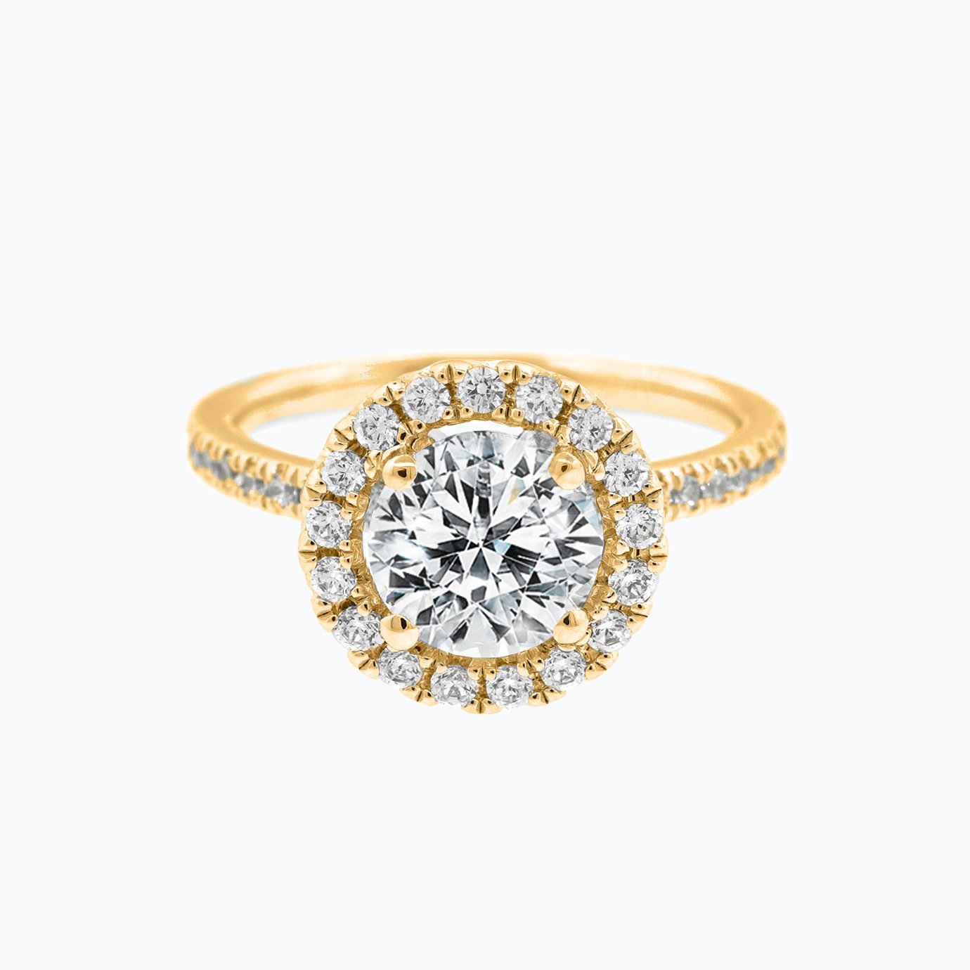 1.0 CT Round Halo CVD F/VS2 Diamond Engagement Ring