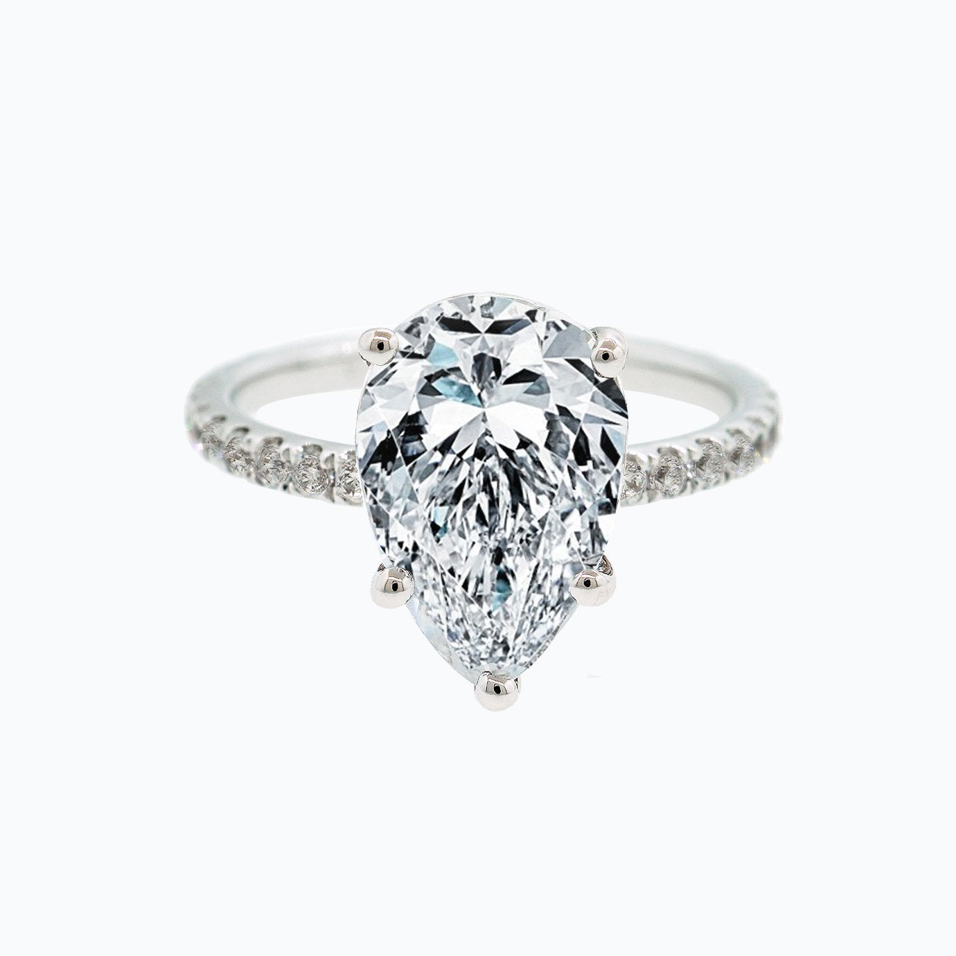 3.0 CT Pear Hidden Halo CVD F/VS2 Diamond Engagement Ring