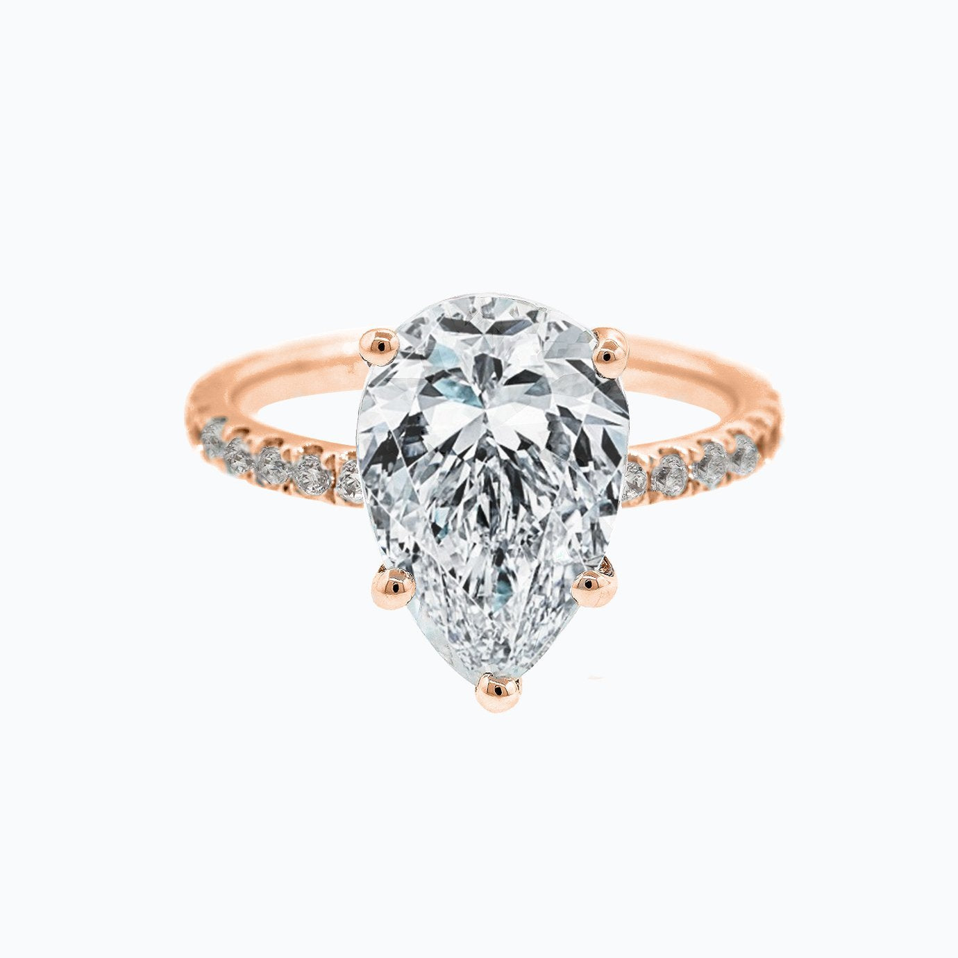 3.0 CT Pear Hidden Halo CVD F/VS2 Diamond Engagement Ring