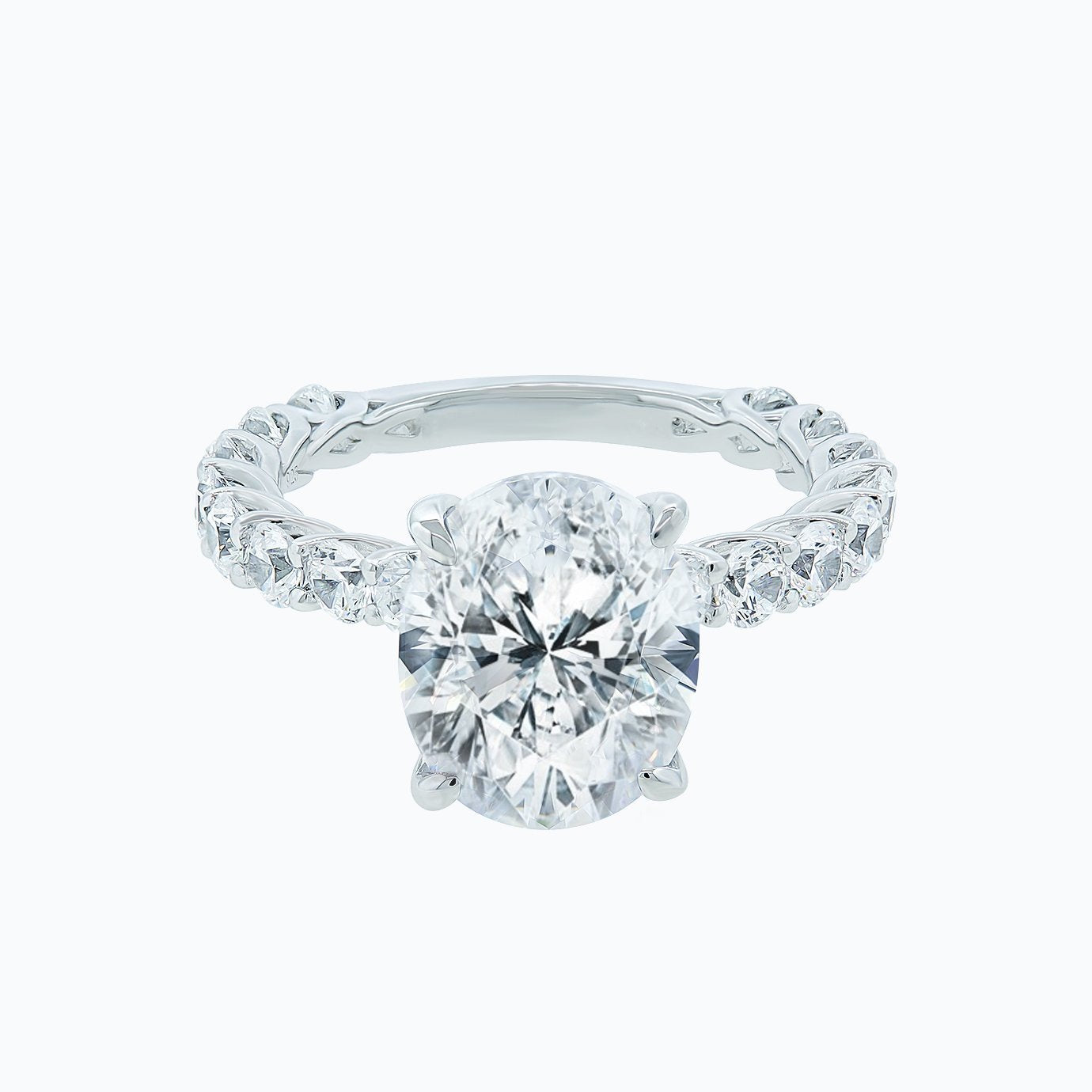 1.0 - 4.0 CT Oval Hidden Halo CVD F/VS2 Diamond Engagement Ring