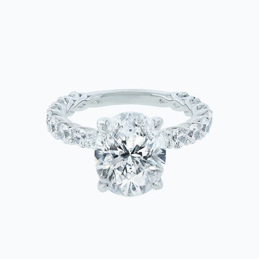 1.0 - 4.0 CT Oval Hidden Halo CVD F/VS2 Diamond Engagement Ring