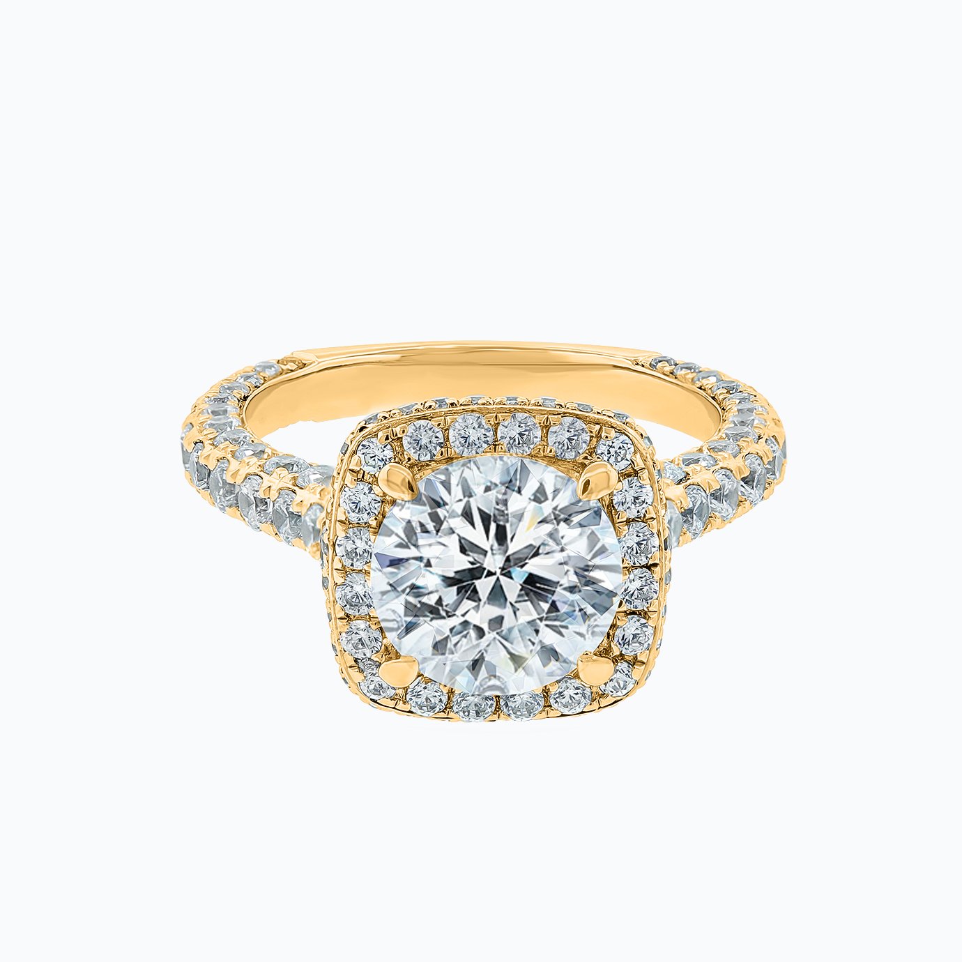 2.0 CT Round Halo CVD F/VS2 Diamond Engagement Ring