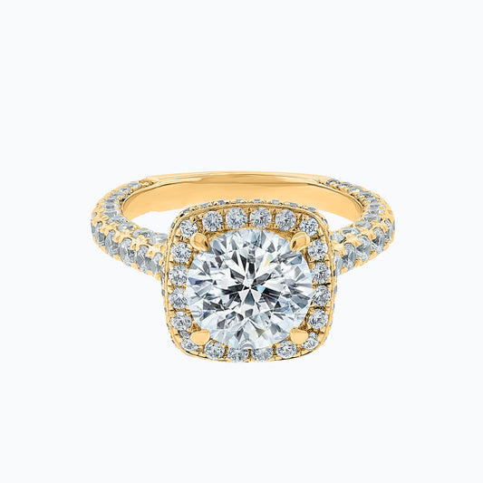 2.0 CT Round Halo CVD F/VS2 Diamond Engagement Ring