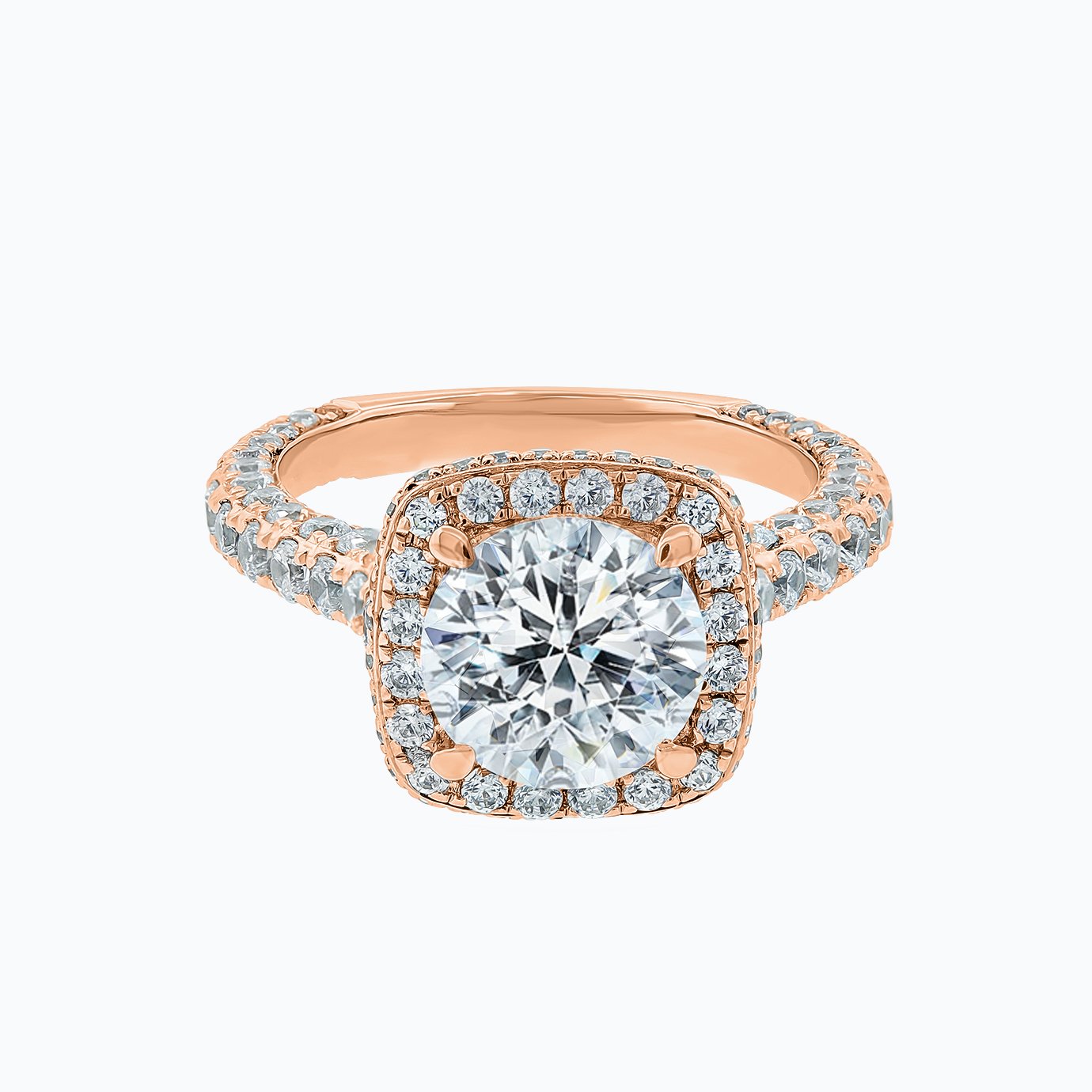 2.0 CT Round Halo CVD F/VS2 Diamond Engagement Ring