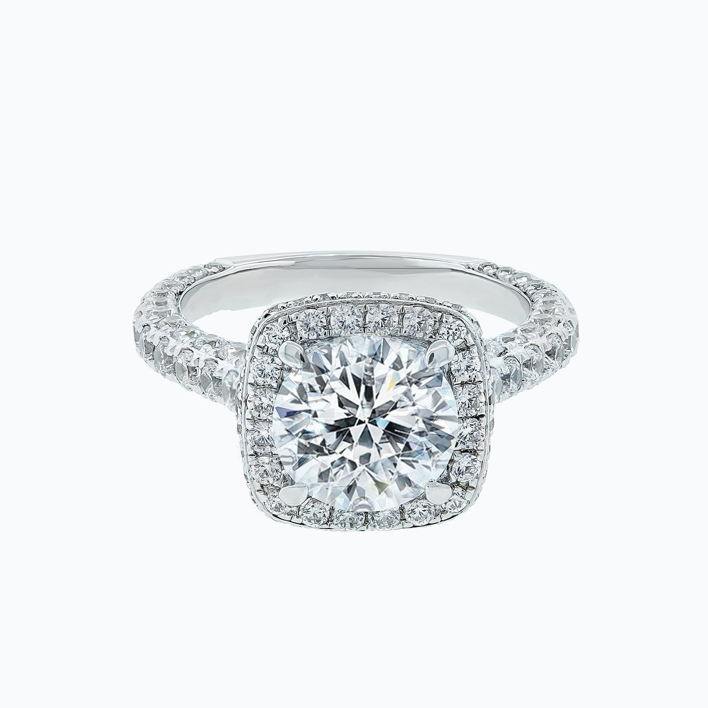 2.0 CT Round Halo CVD F/VS2 Diamond Engagement Ring