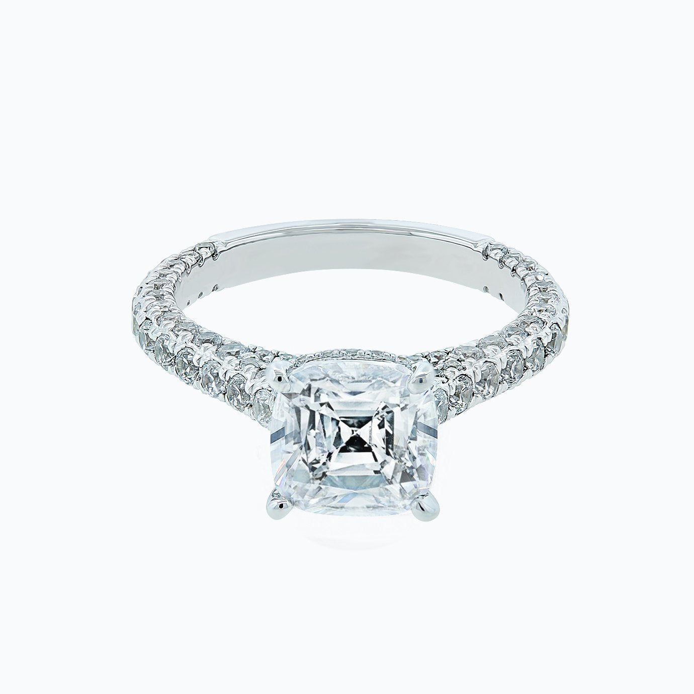 2.0 CT Cushion Hidden Halo CVD F/VS2 Diamond Engagement Ring