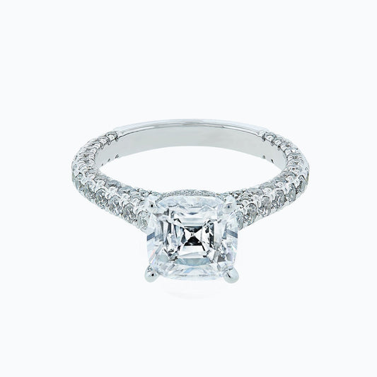 2.0 CT Cushion Hidden Halo CVD F/VS2 Diamond Engagement Ring