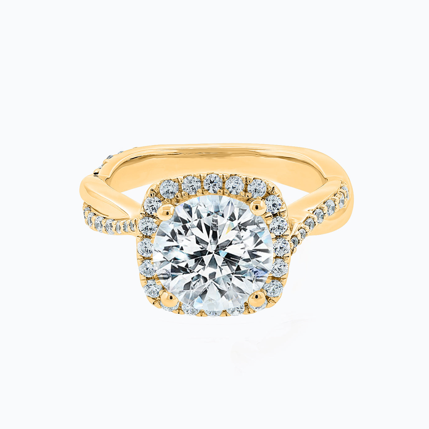 2.0 CT Round Halo CVD F/VS2 Diamond Engagement Ring