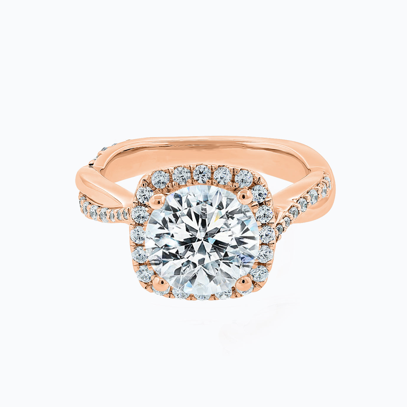 2.0 CT Round Halo CVD F/VS2 Diamond Engagement Ring