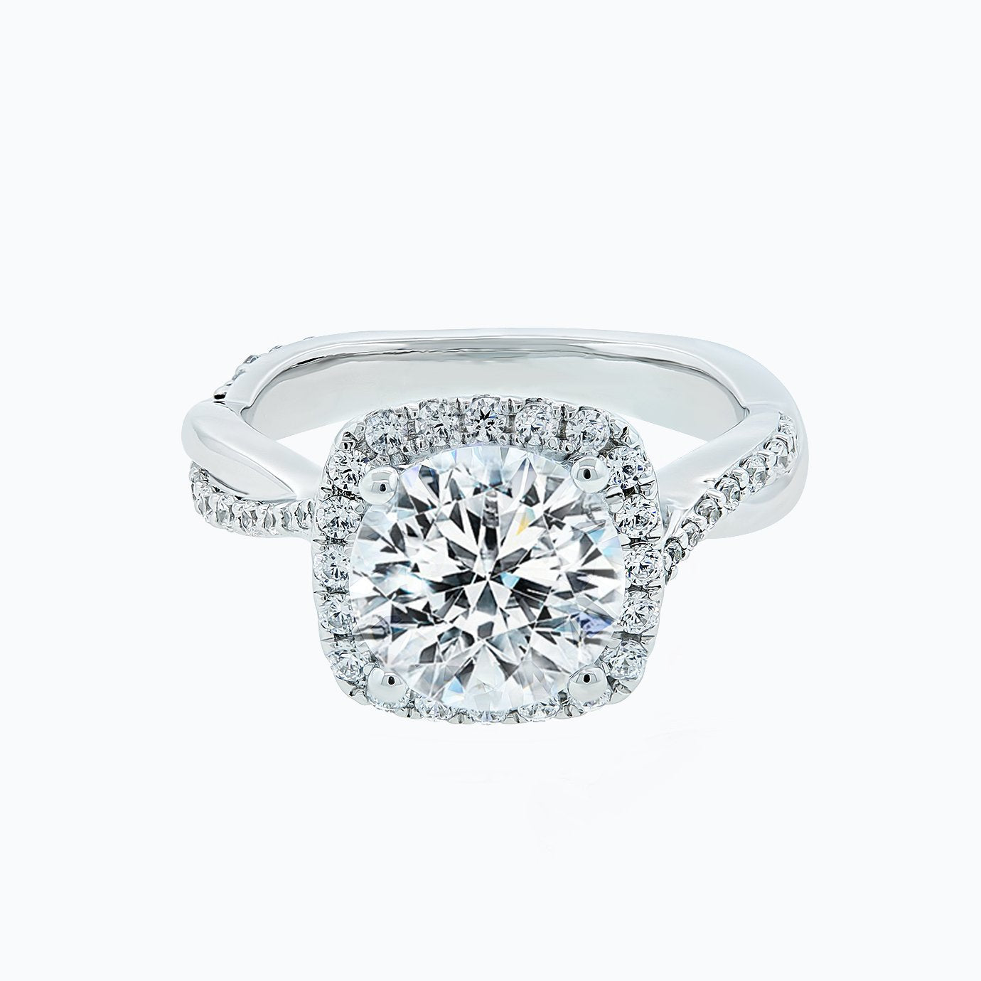 2.0 CT Round Halo CVD F/VS2 Diamond Engagement Ring