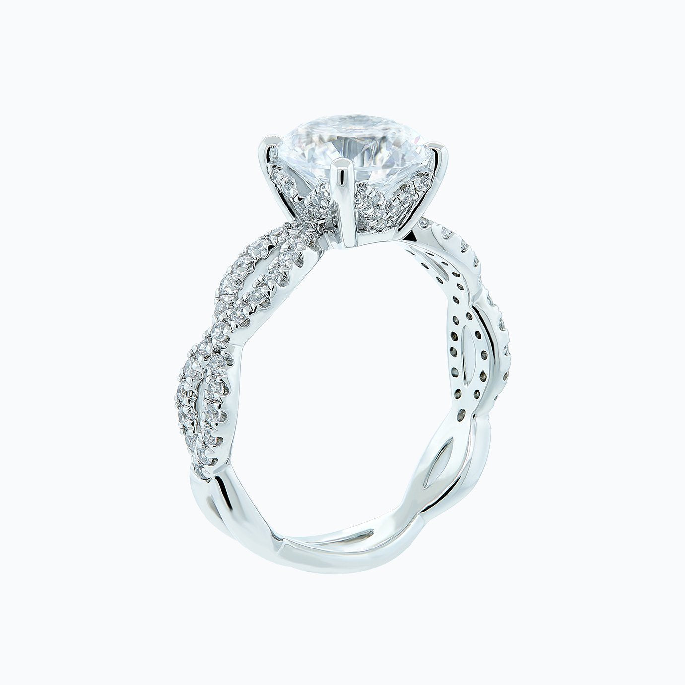 2.0 CT Round Criss - Cross Pave CVD F/VS2 Diamond Engagement Ring