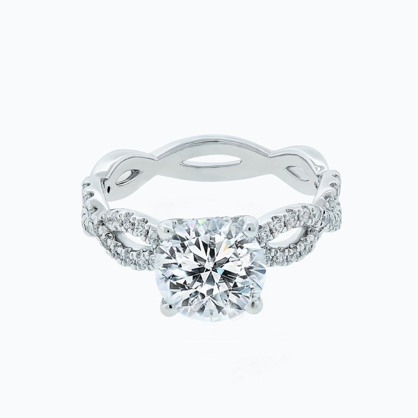 2.0 CT Round Criss - Cross Pave CVD F/VS2 Diamond Engagement Ring