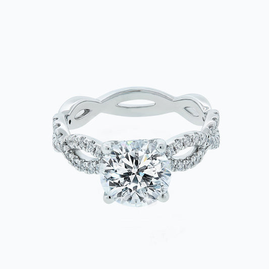 2.0 CT Round Criss - Cross Pave CVD F/VS2 Diamond Engagement Ring