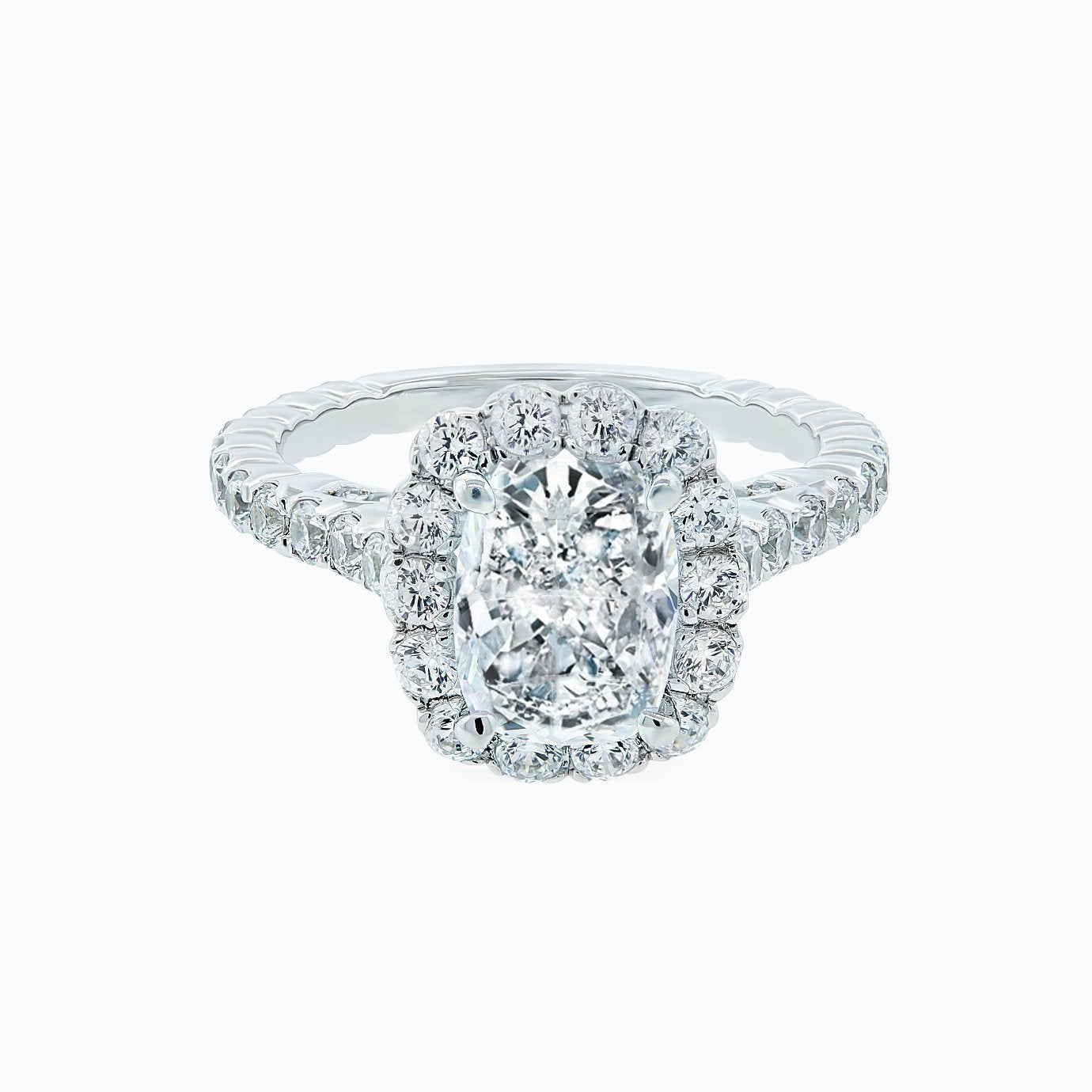 2.0 CT Cushion Halo CVD F/VS2 Diamond Engagement Ring