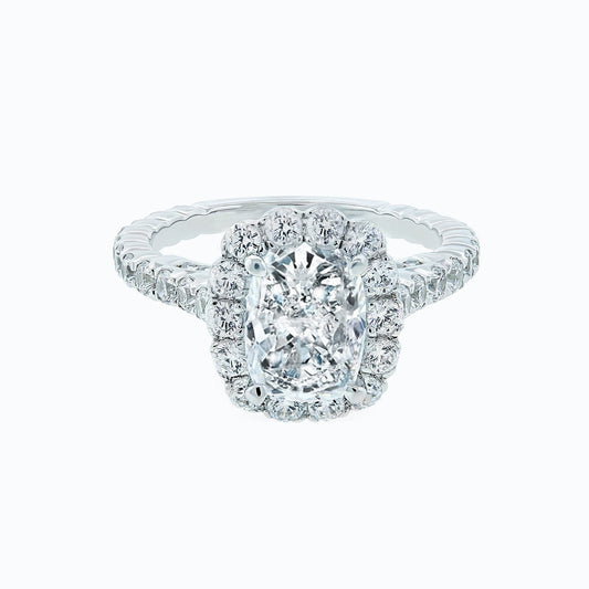 2.0 CT Cushion Halo CVD F/VS2 Diamond Engagement Ring