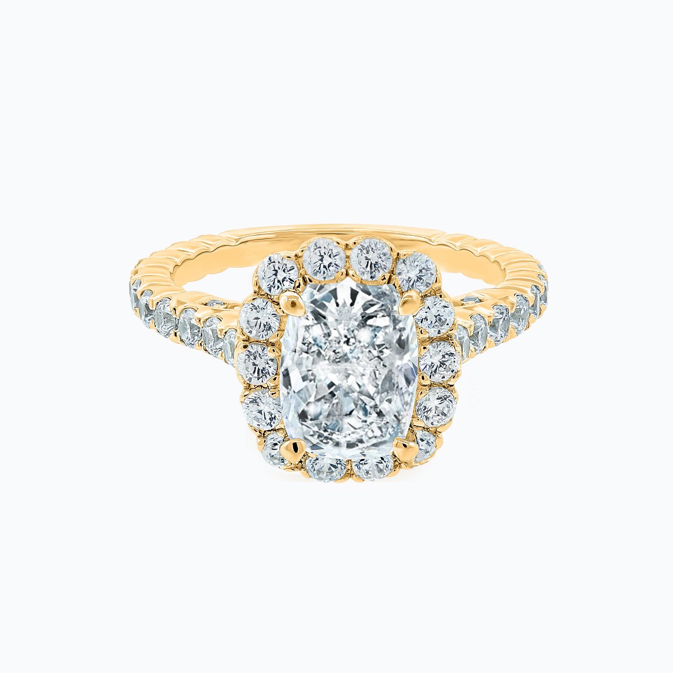 2.0 CT Cushion Halo CVD F/VS2 Diamond Engagement Ring