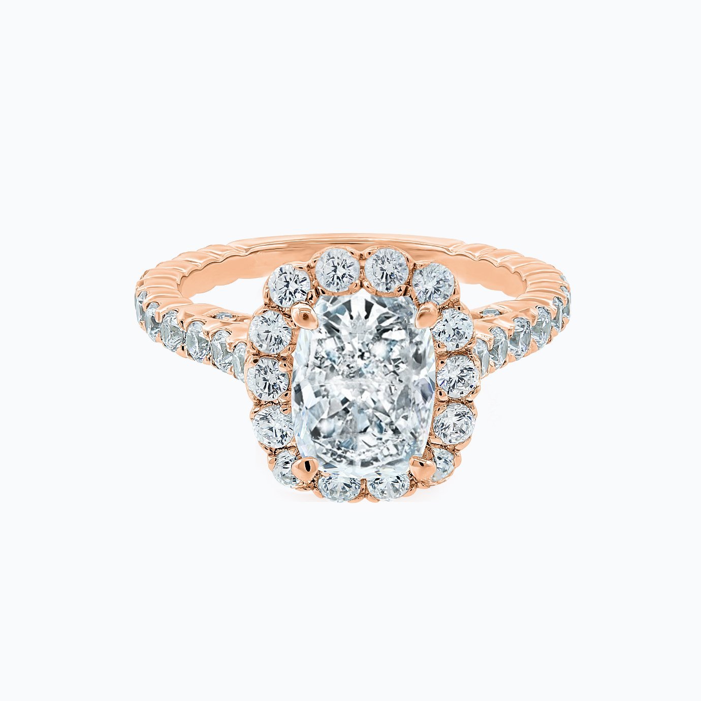 2.0 CT Cushion Halo CVD F/VS2 Diamond Engagement Ring