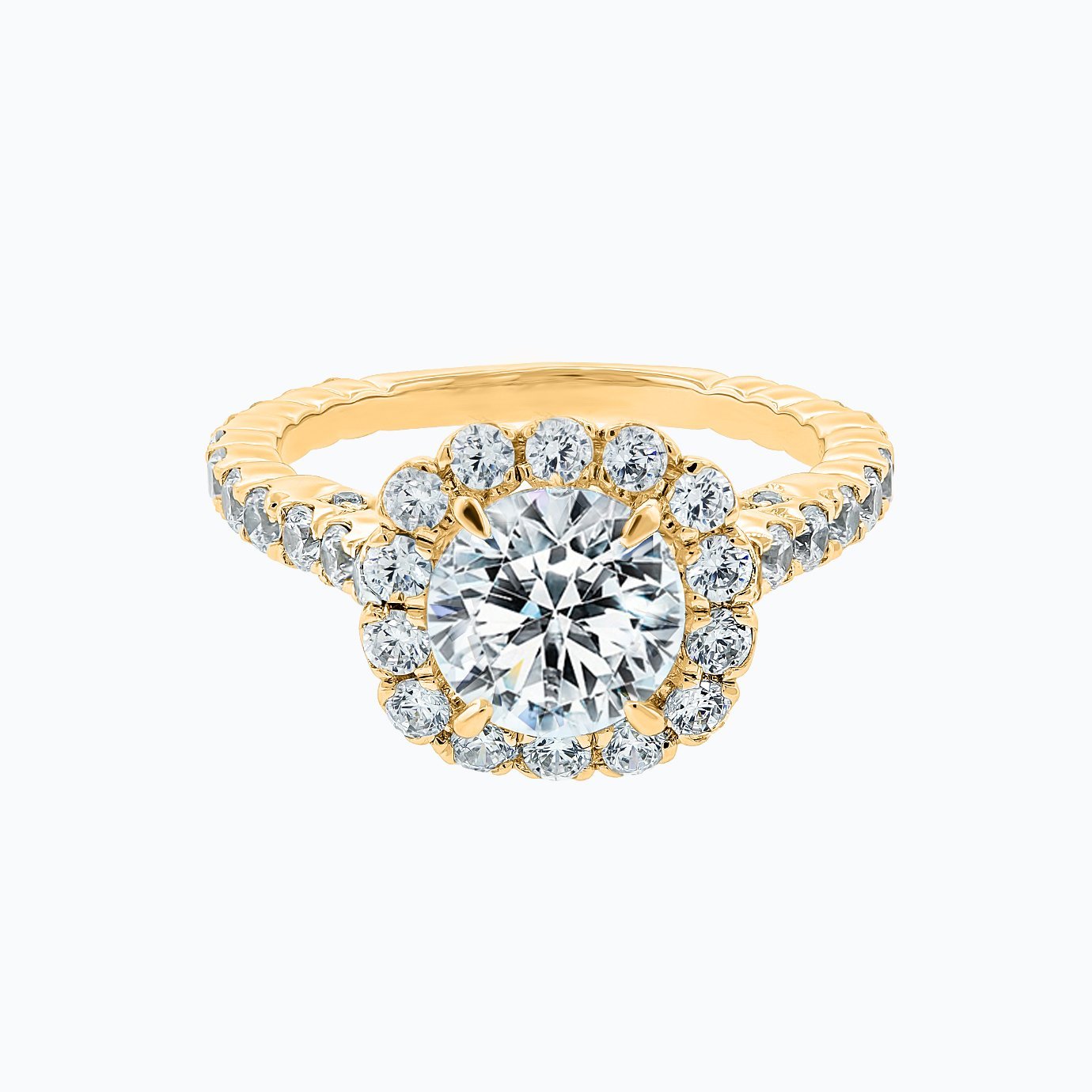 2.0 CT Round Halo CVD F/VS2 Diamond Engagement Ring
