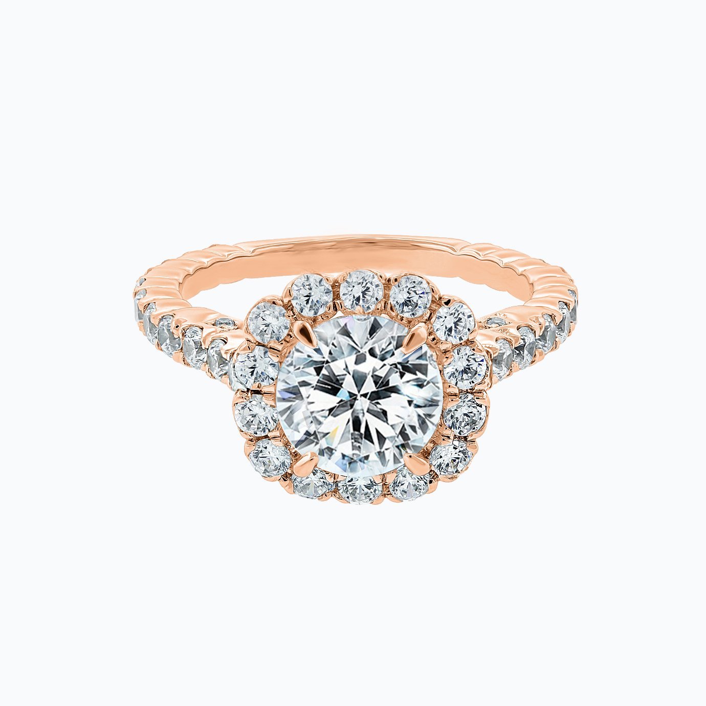 2.0 CT Round Halo CVD F/VS2 Diamond Engagement Ring