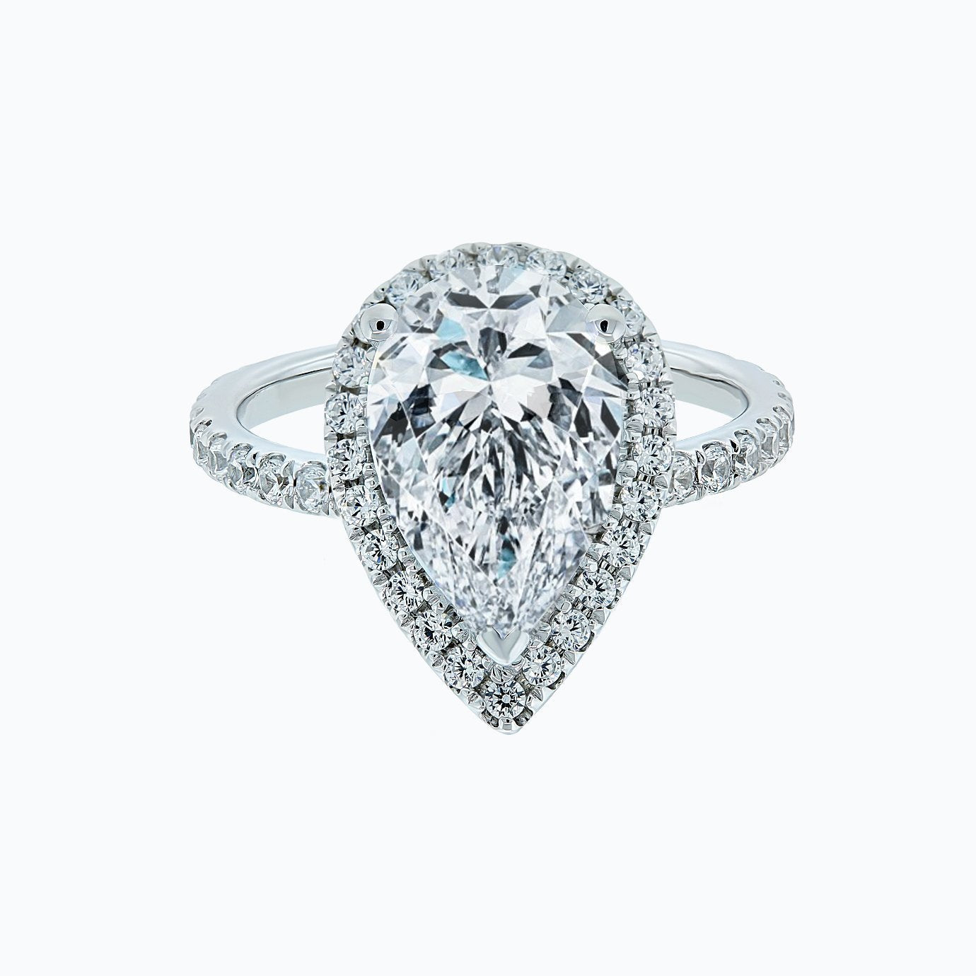 3.0 CT Pear Halo CVD F/VS2 Diamond Engagement Ring