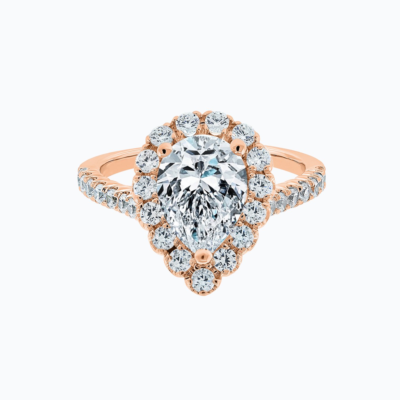 2.0 CT Pear Halo CVD F/VS2 Diamond Engagement Ring