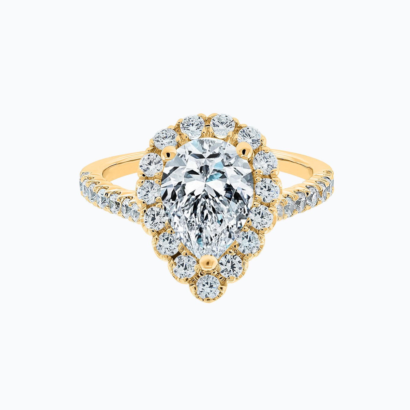 2.0 CT Pear Halo CVD F/VS2 Diamond Engagement Ring