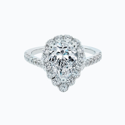 2.0 CT Pear Halo CVD F/VS2 Diamond Engagement Ring