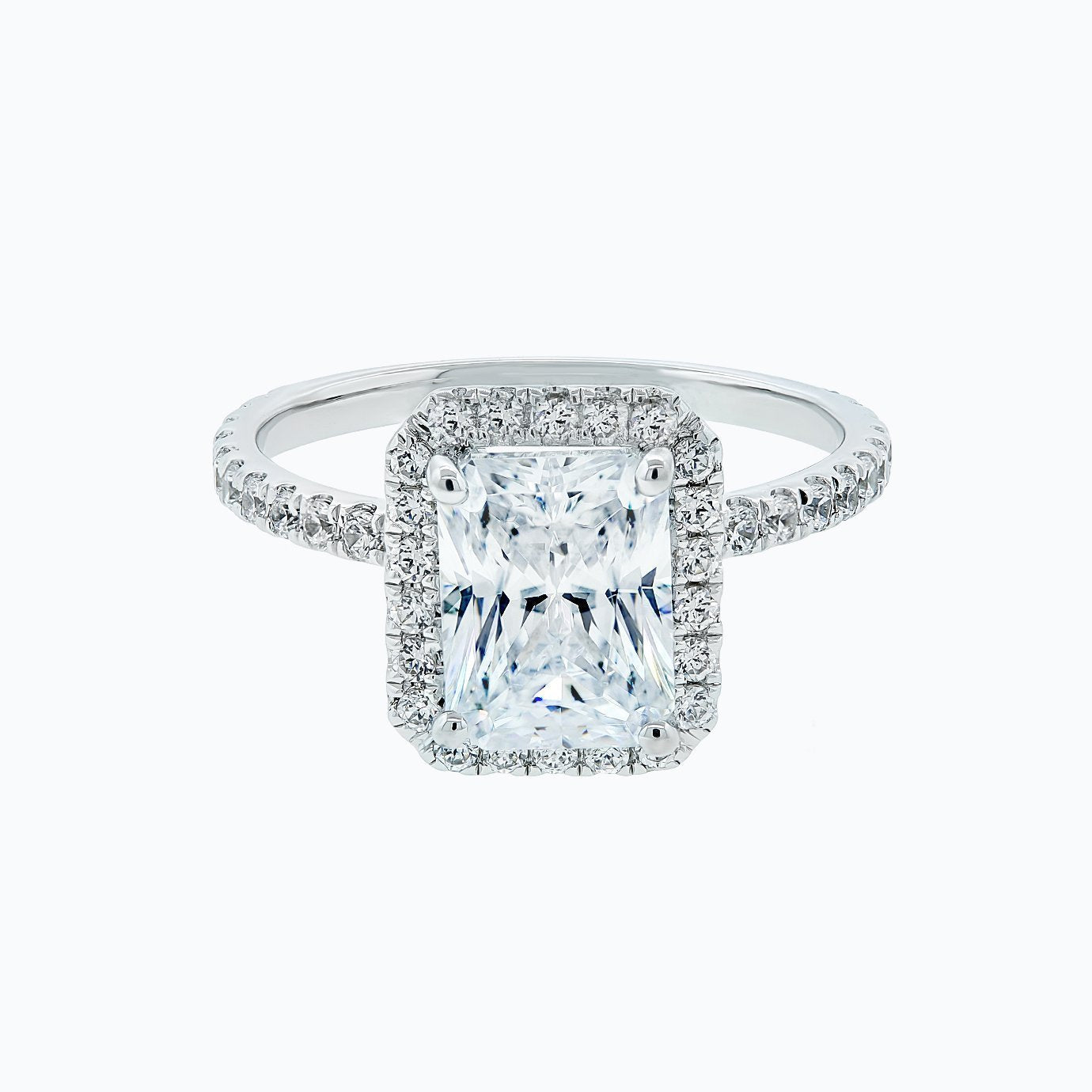 2.0 CT Radiant Halo CVD F/VS2 Diamond Engagement Ring