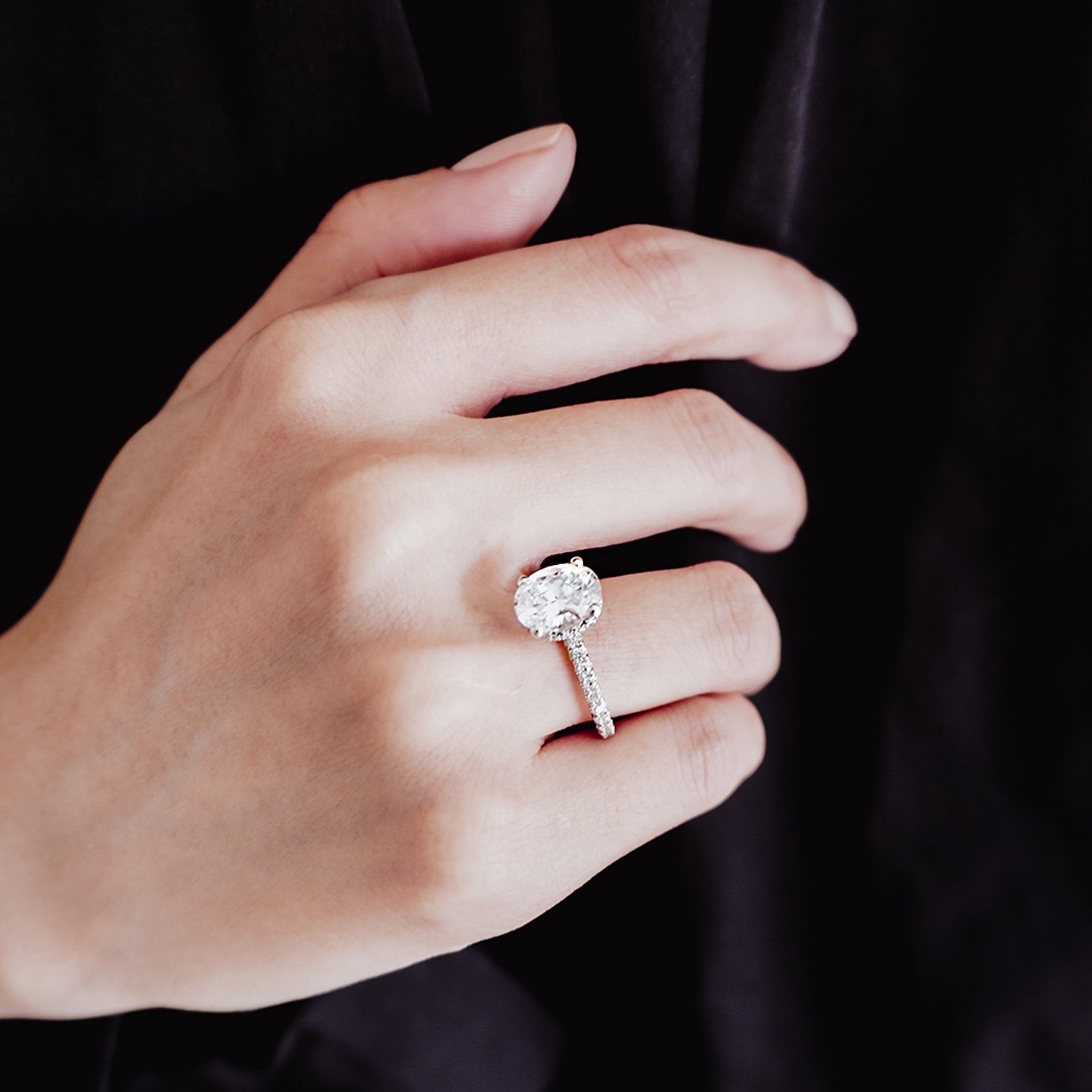 2.50 CT Oval Hidden Halo CVD F/VS2 Diamond Engagement Ring