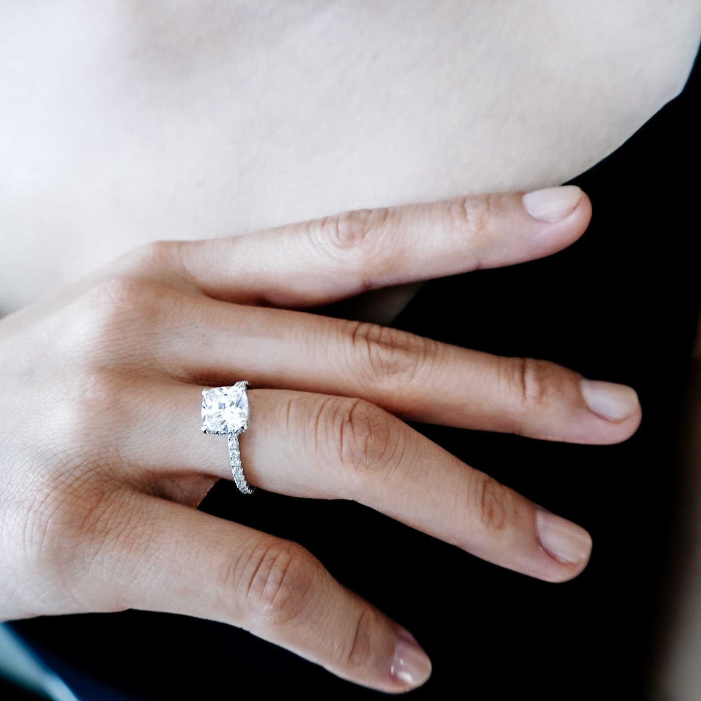 2.0 CT Cushion Hidden Halo CVD F/VS2 Diamond Engagement Ring