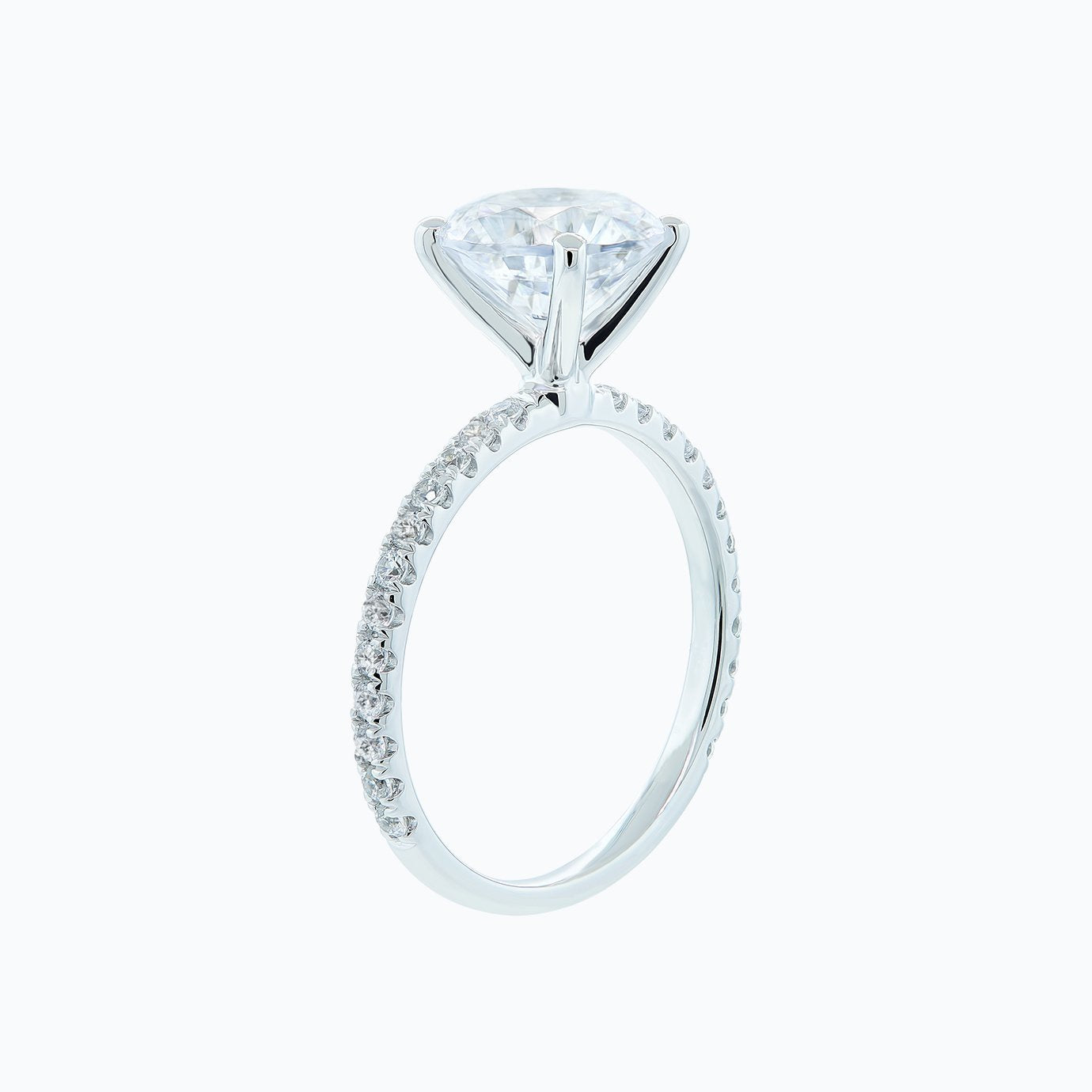 2.0 CT Round Solitaire & Pave CVD F/VS2 Diamond Engagement Ring