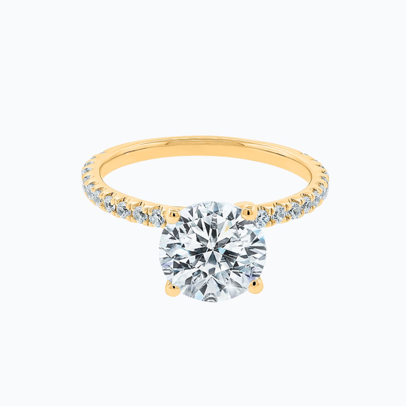 2.0 CT Round Solitaire & Pave CVD F/VS2 Diamond Engagement Ring