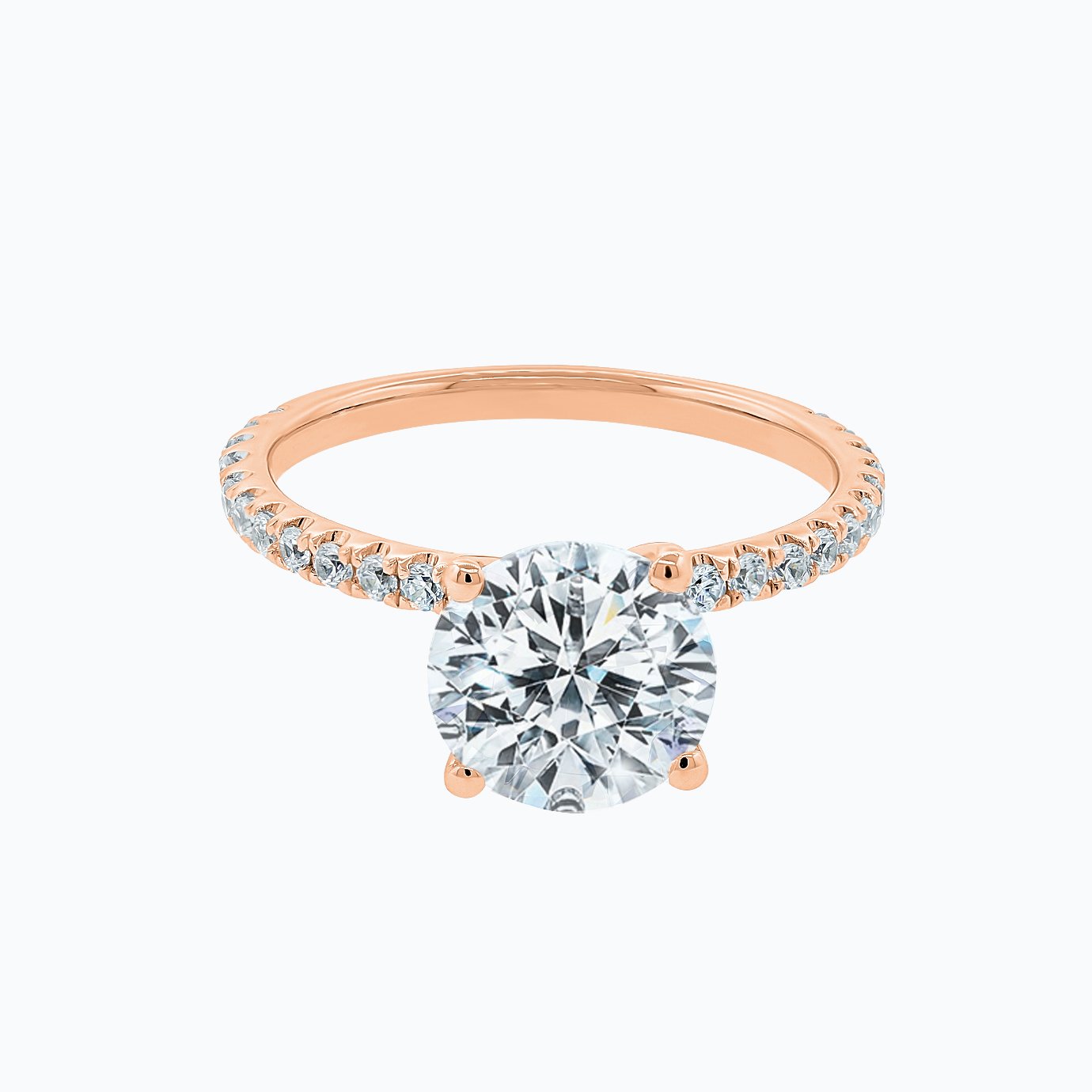 2.0 CT Round Solitaire & Pave CVD F/VS2 Diamond Engagement Ring