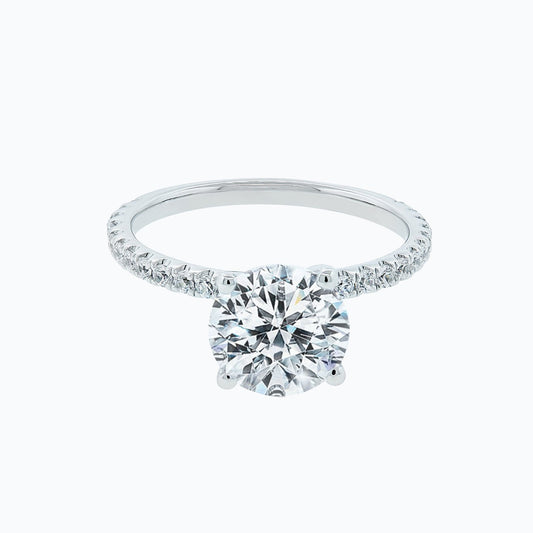 2.0 CT Round Solitaire & Pave CVD F/VS2 Diamond Engagement Ring