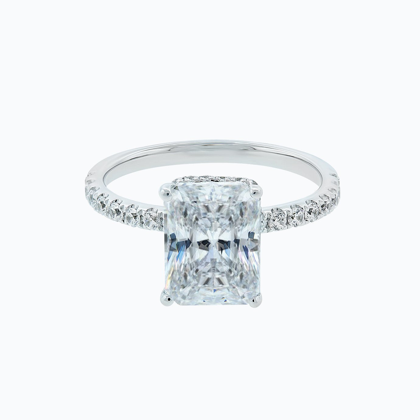3.0 CT Radiant Hidden Halo CVD F/VS2 Diamond Engagement Ring