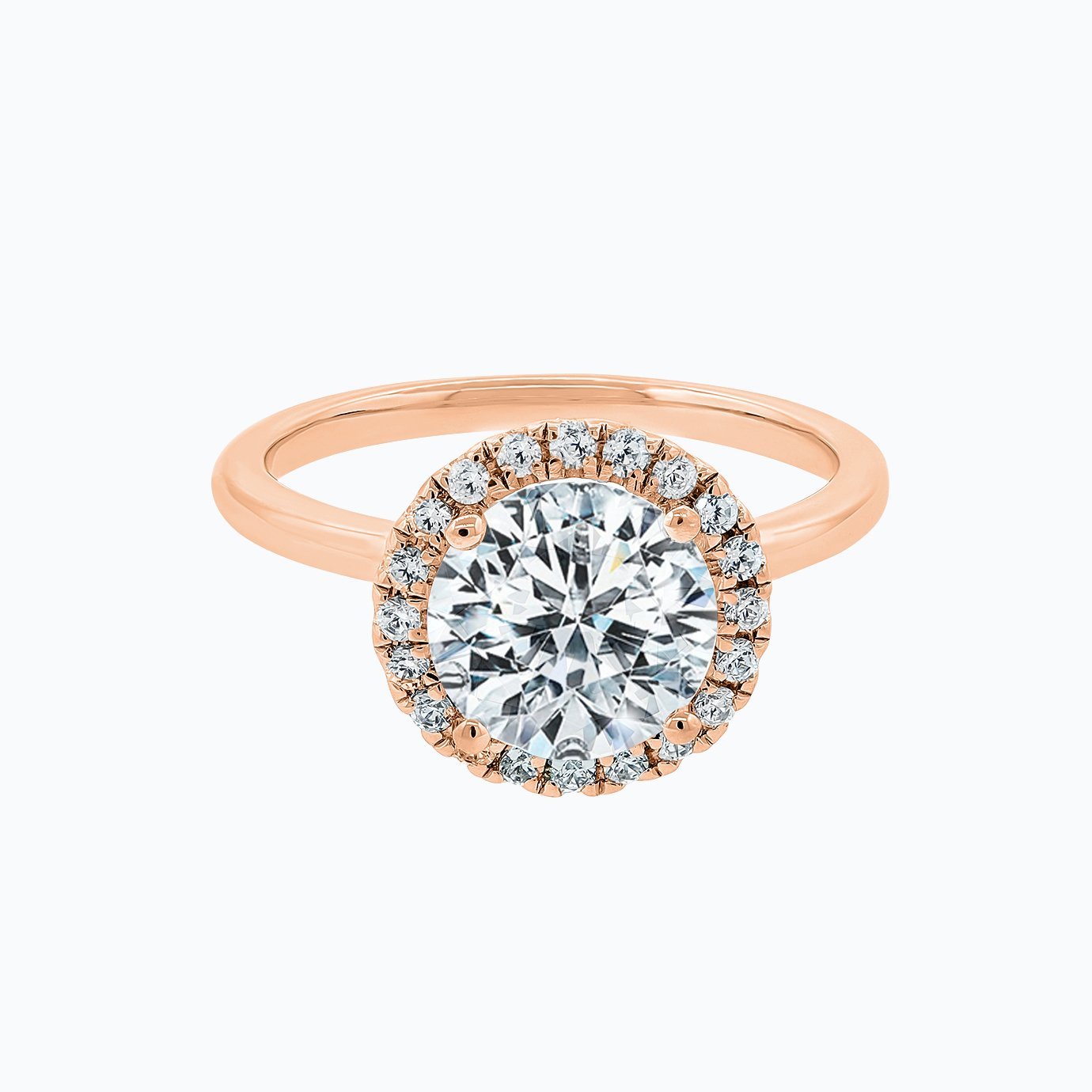 2.0 CT Round Halo CVD F/VS2 Diamond Engagement Ring