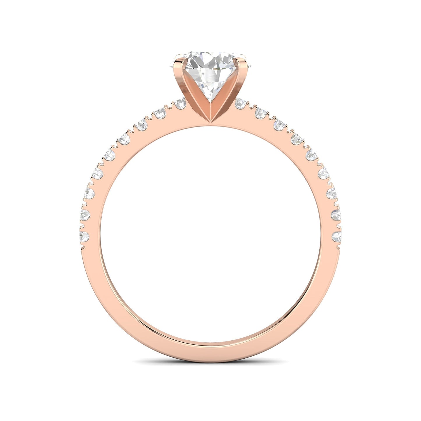 1.03 ct Round F- VS1 Diamond Pave Moissanite Engagement Ring