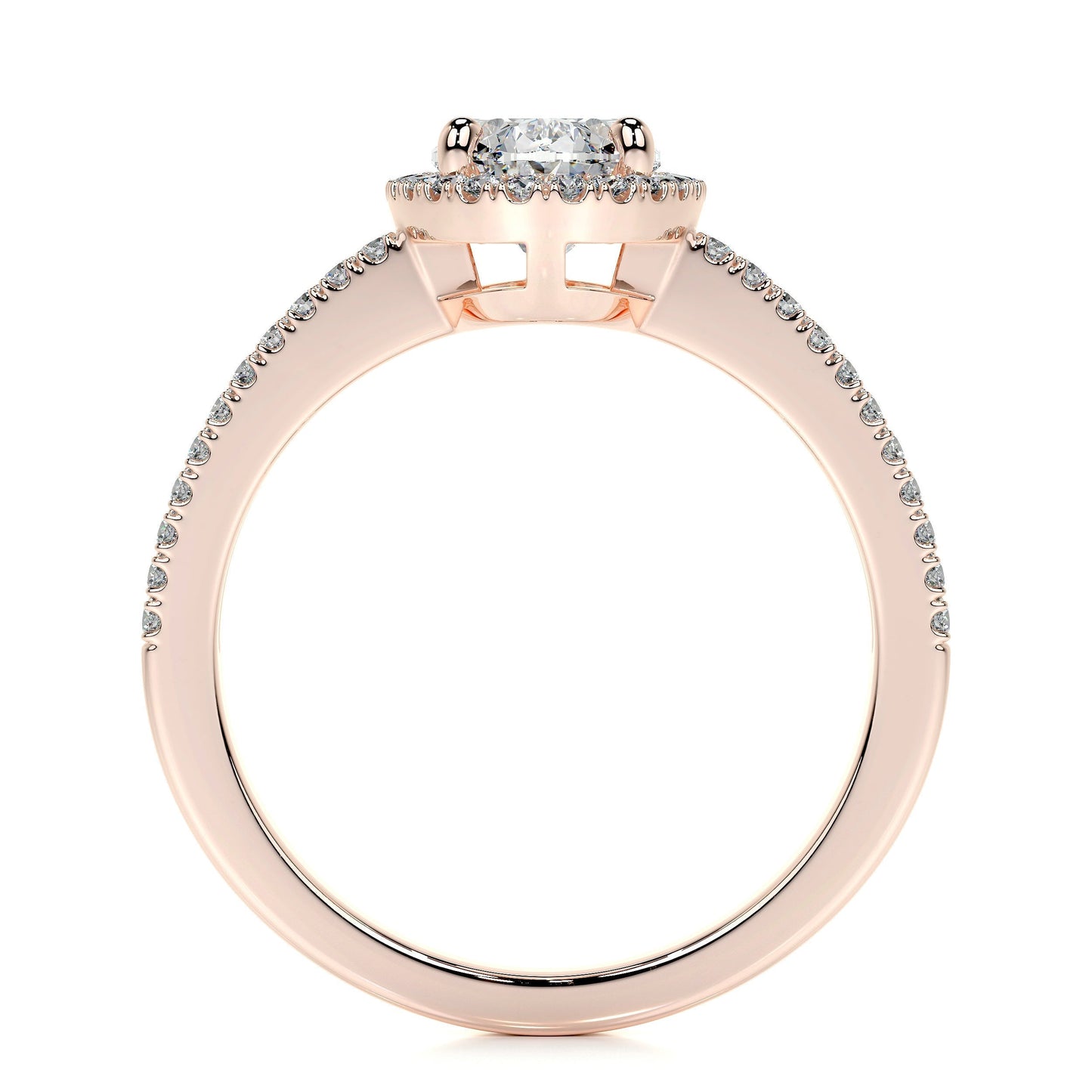 0.90 CT Oval Halo CVD H/SI1 Diamond Engagement Ring