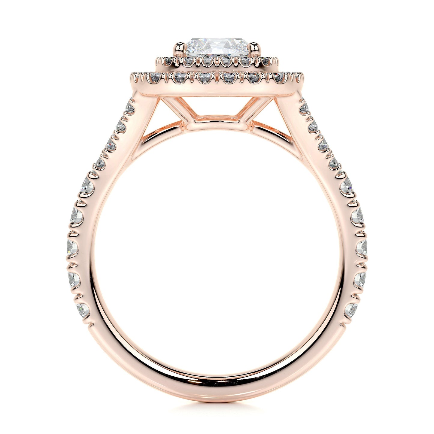 1.0 CT Cushion Double Halo CVD D/VS1 Diamond Engagement Ring