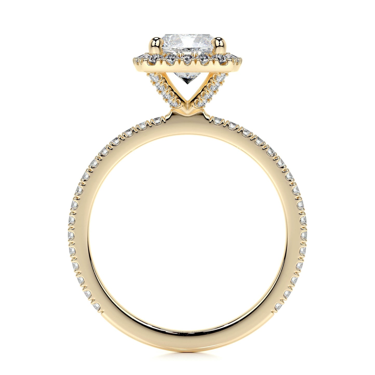 1.0 CT Cushion Halo CVD E/VS2 Diamond Engagement Ring