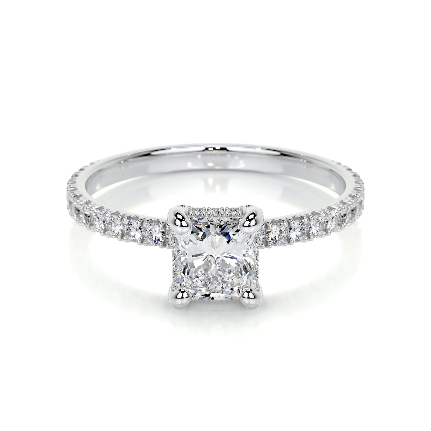 1.05 CT Radiant Hidden Halo CVD E/VS2 Diamond Engagement Ring