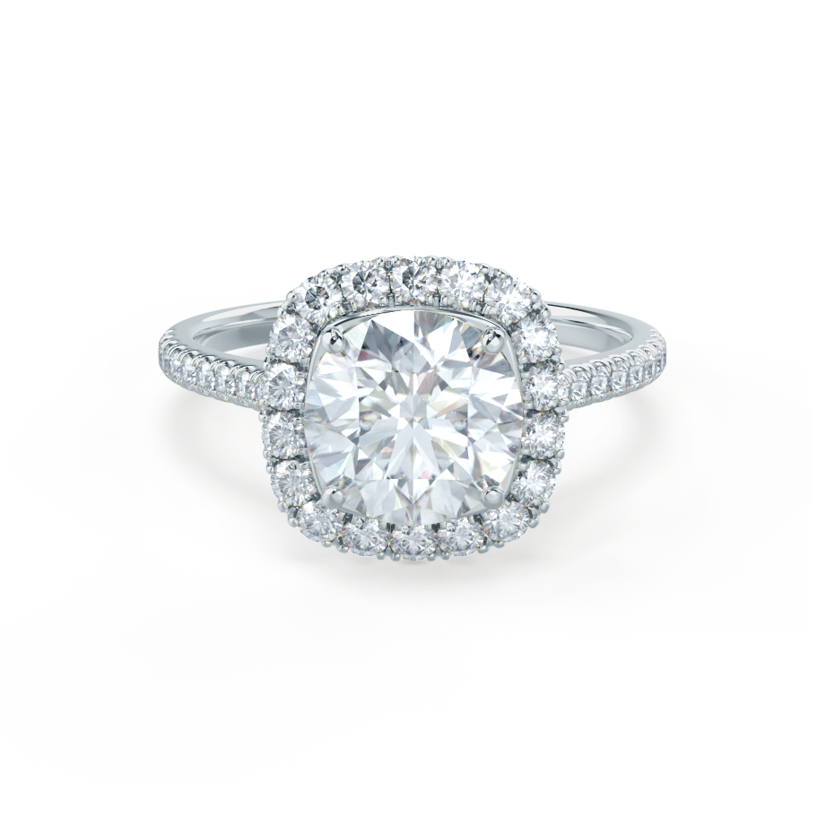 1.20 CT Cushion Halo CVD E/VVS2 Diamond Engagement Ring