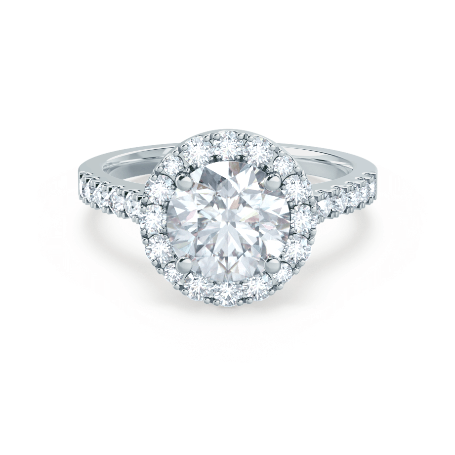 1.0 CT Round Halo CVD F/VS1 Diamond Engagement Ring