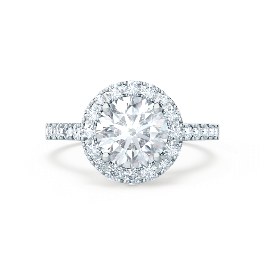 1.0 CT Round Halo CVD F/VS1 Diamond Engagement Ring