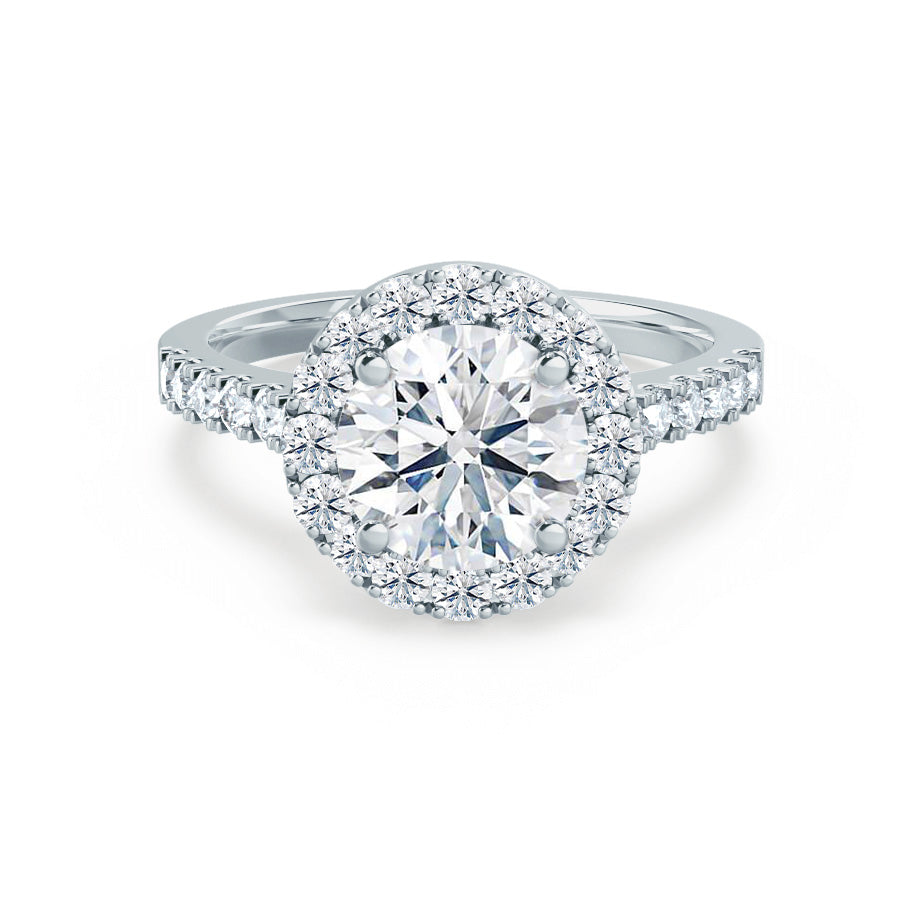 1.0 CT Round Halo CVD F/VS1 Diamond Engagement Ring