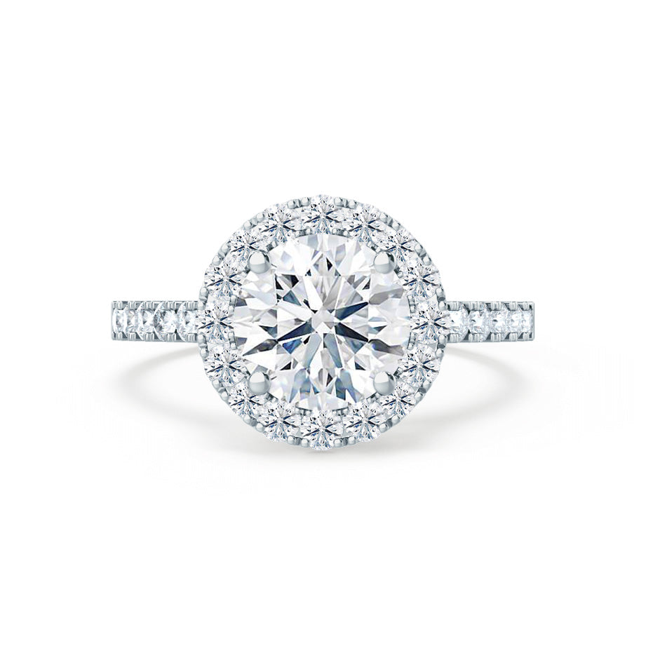1.0 CT Round Halo CVD F/VS1 Diamond Engagement Ring